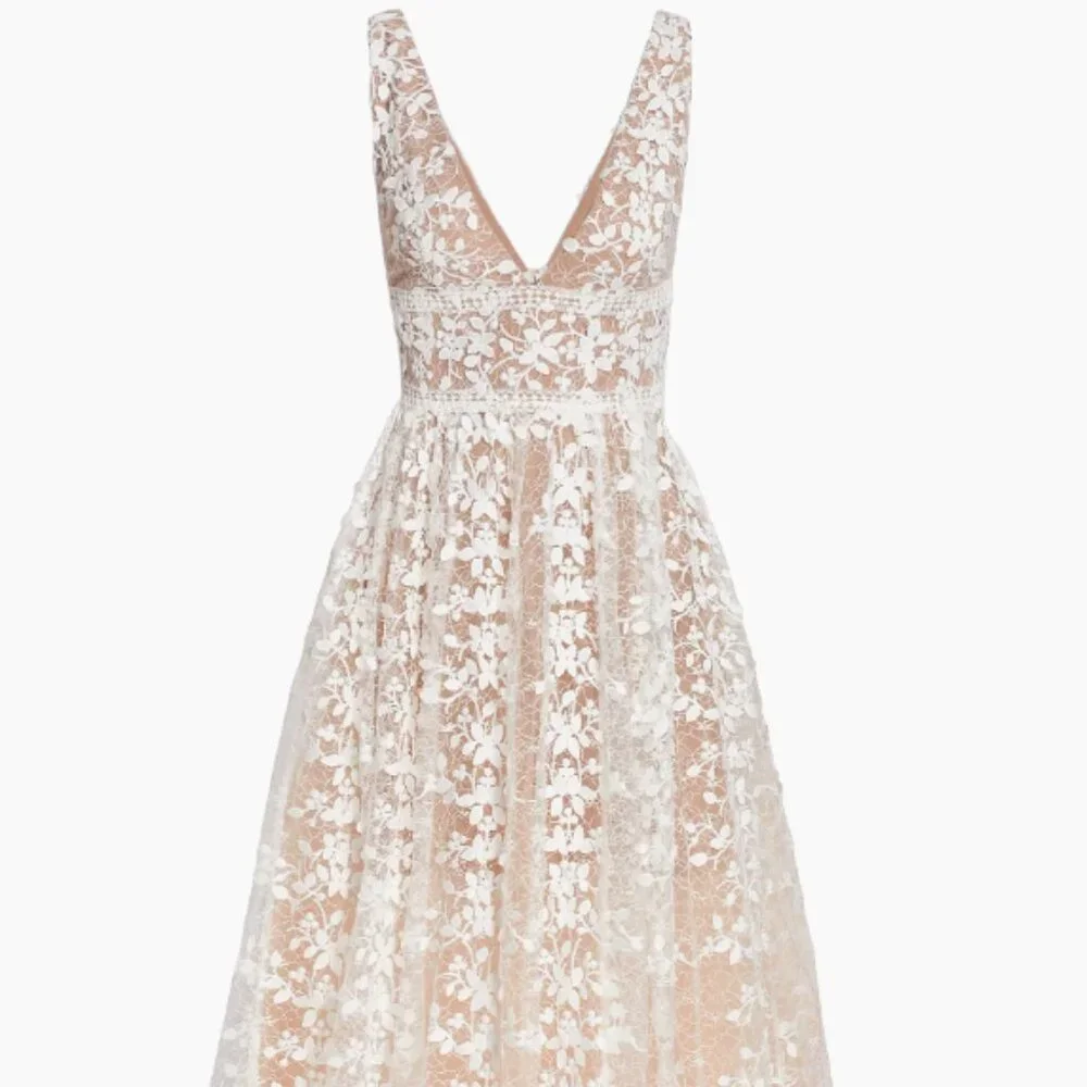 Bronx and Banco Megan Sleeveless V-Neck Lace Gown - Picture 1 of 5